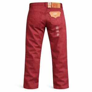 Levi's 501 Mens Red Raw Unwashed Denim Button Fly Jeans 33x32 Shrink to Fit